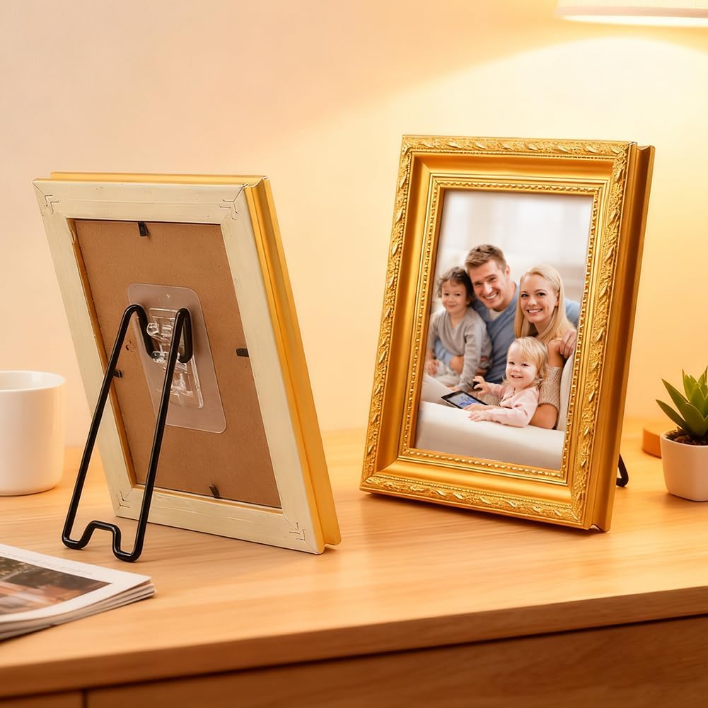 Adjustable Metal Picture Frame Easel Backs / 5.12 x 2.17 / Black / Set of 6