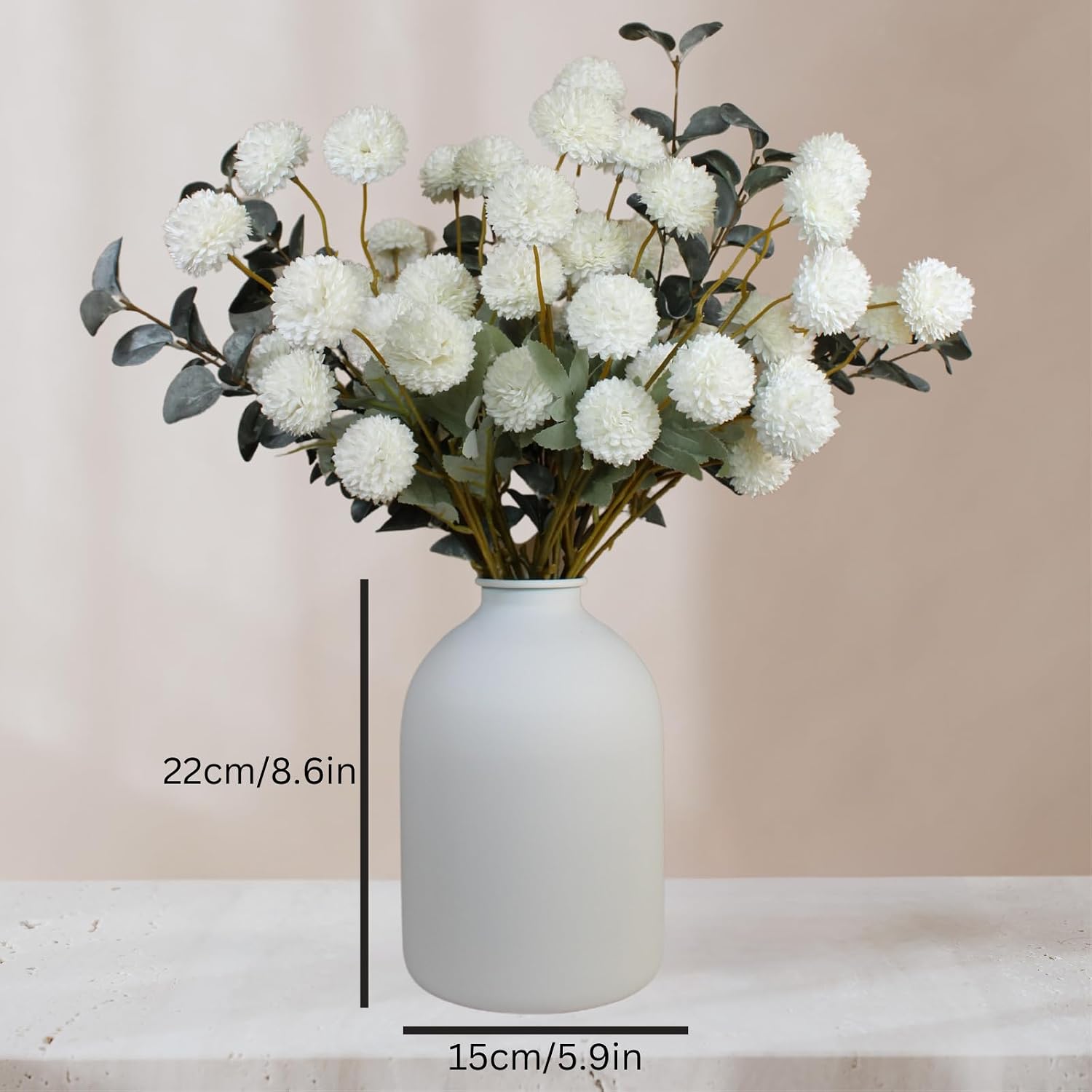 Large Vase / Big Iron Vase for Long Stem Flowers / White