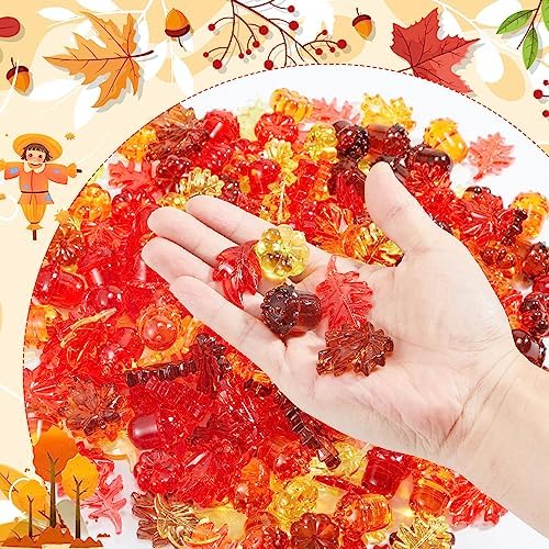 Deekin 240 Pcs Fall Thanksgiving Ornaments, Fall Vase Filler
