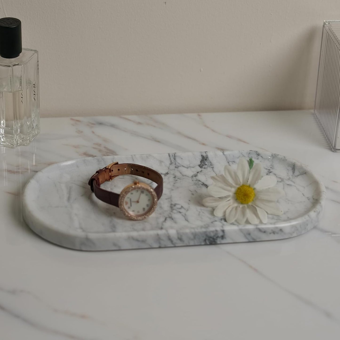 Natural Marble Tray / Carrara White / 9.8 x 4.7 x 0.6