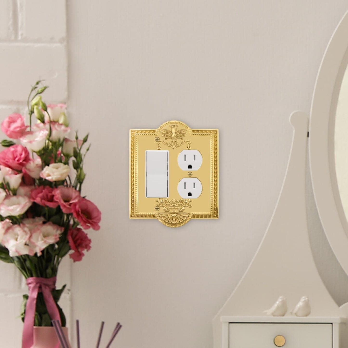 Nostalgic Warehouse Meadows Switch Plate with Rocker and Outlet in Satin Nickel