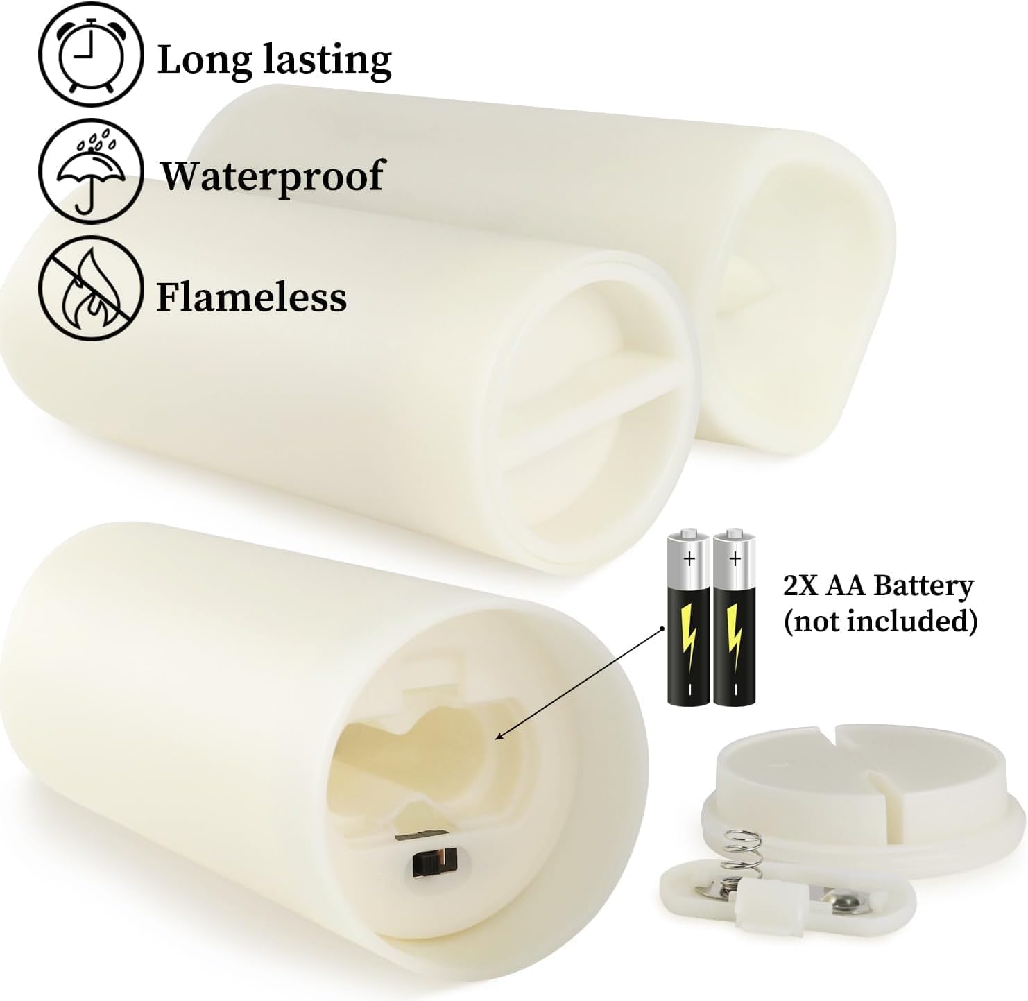 Set of 96 Flameless Led Battery Opeated (D2.2'' x H4''5''6'') Waterproof Indoor Outdoor Candles with 10-Key Remotes and