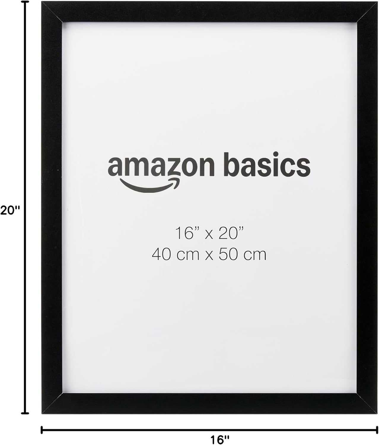 Amazon Basics Wood Poster Rectangular Frame, 16" x 20", Black