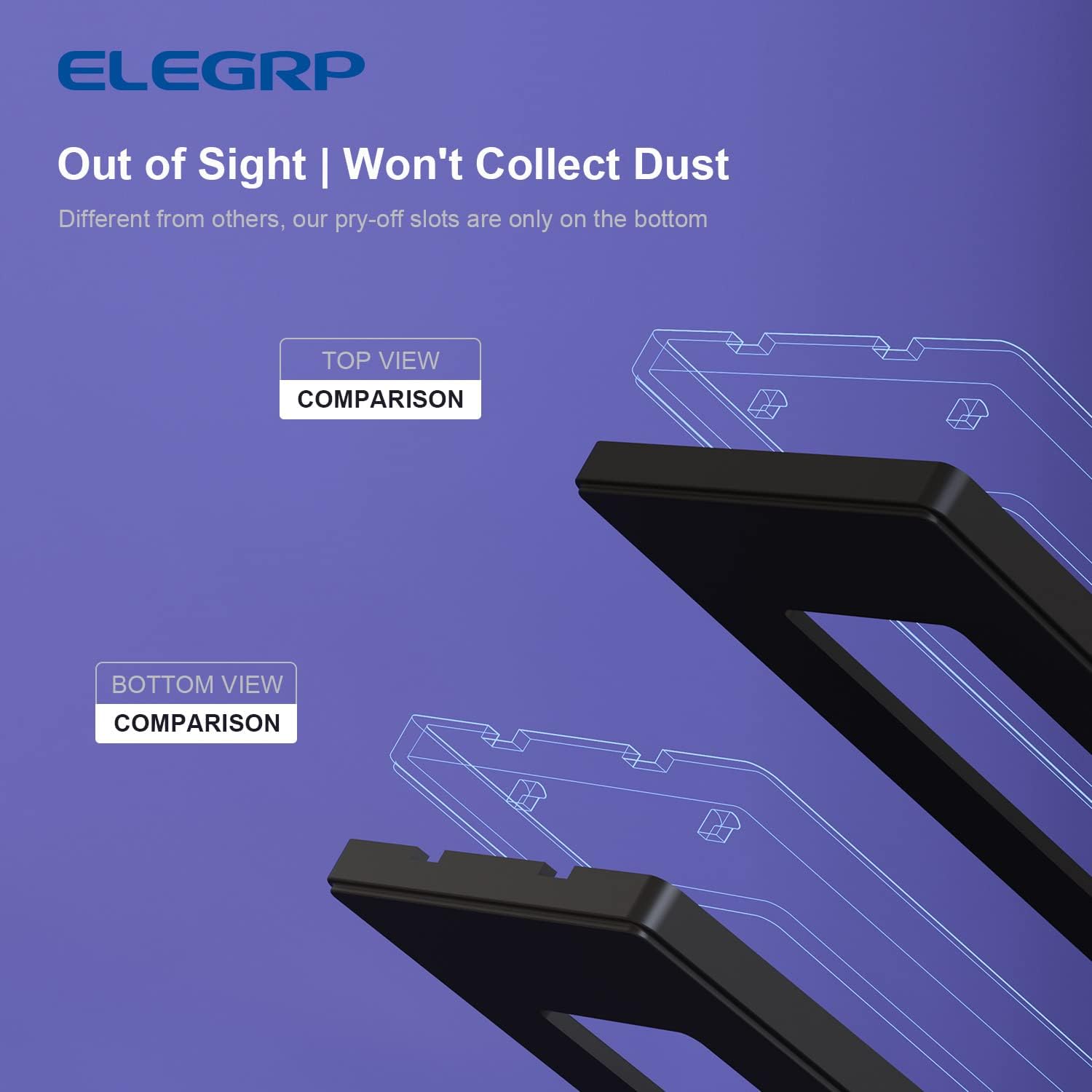 ELEGRP 2-Gang Screwless Decorative Wall Plates, Mid-Size Cover Plates, Unbreakable Thermoplastic Faceplate Cover for