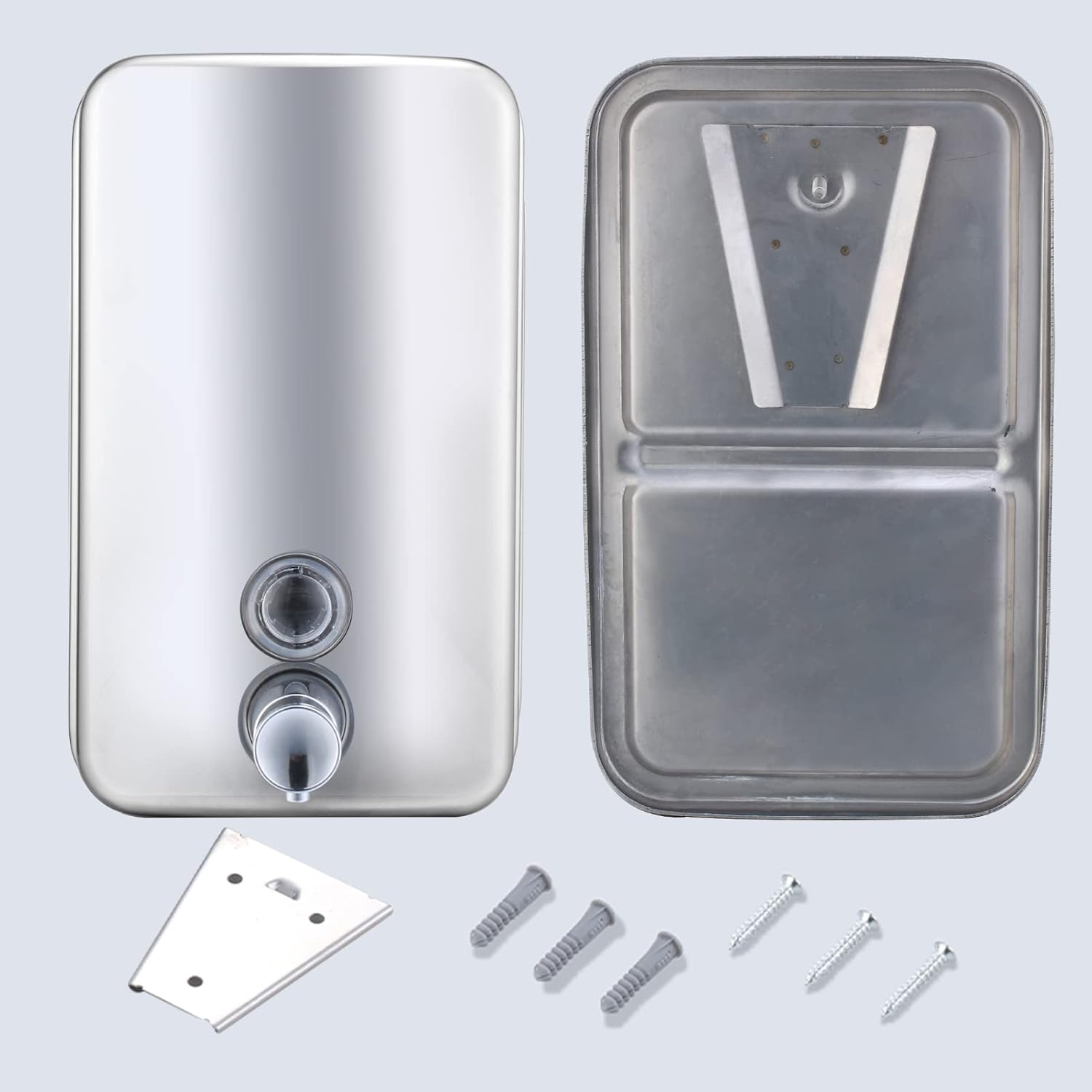 Commercial Soap Dispenser Wall Mount Stainless Steel, 34 fl.oz. | 1000ml Manual Liquid Pump Rust-Proof Leak Free for