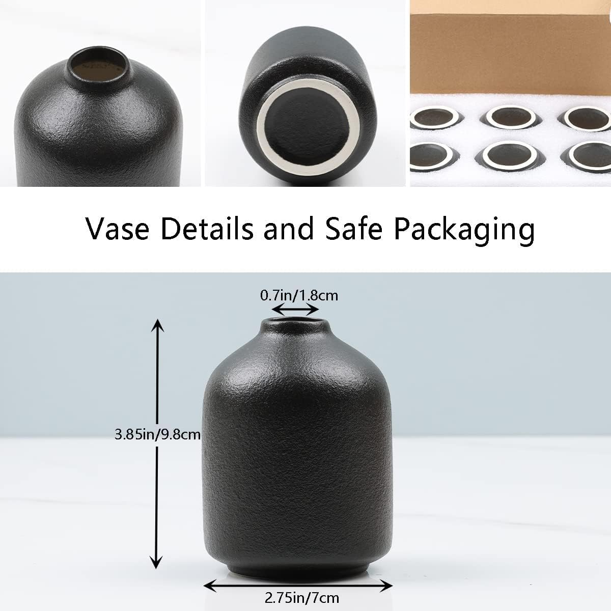 Ceramic Bud Vases / Small / Matte Black / Set of 6