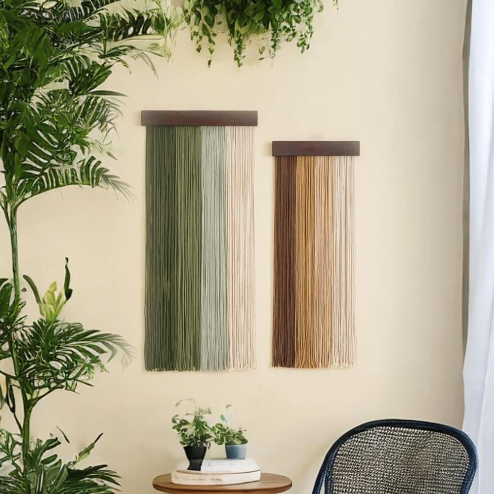 Nordic Home Wall Decor Hand Woven Bohemian Wooden Board Tassel Wall Hanging Wall Decoration Tapestry