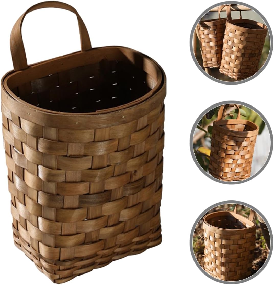 Wooden Wall Flower Basket Small Woven Basket Bread Basket Jute Hanging Basket Garlic Basket Hanging