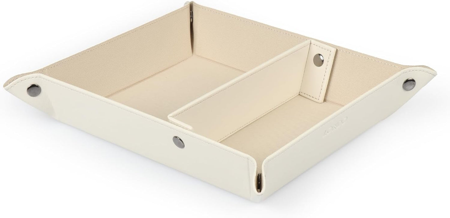 Londo Leather Tray Organizer - Practical Lightweight Water Resistant Computer Table Desk Storage Box for Wallets