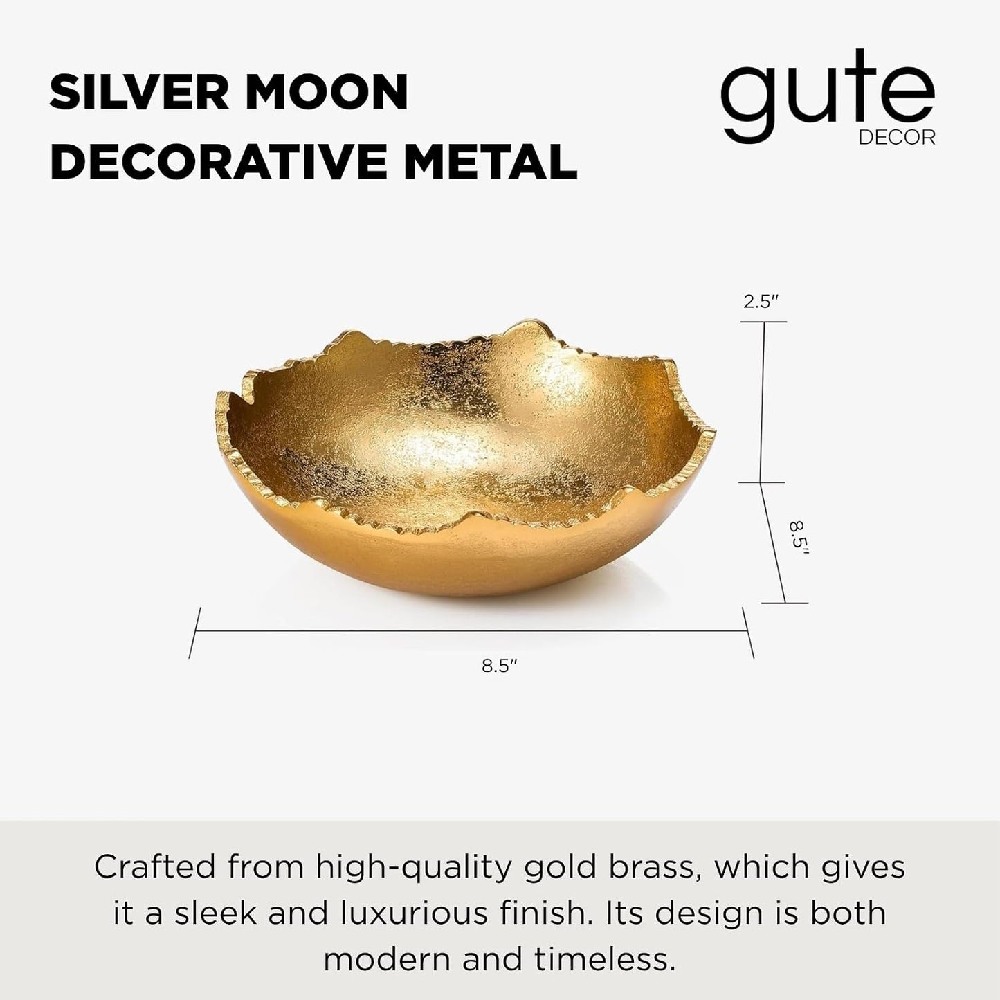 Decorative Moon Decorative Metal Torn Hammered Asymmetrical Centerpiece Bowl / Gold / 8.5 Inch