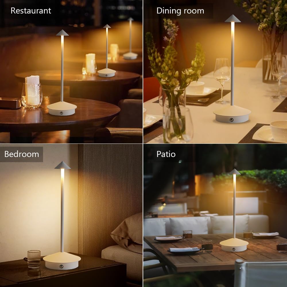 2 Pack LED Rechargeable Cordless Table Lamps,Portable Outdoor 5000mAh Battery Operated Table Light Touch Control 3