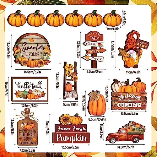 Dandat 16 Pcs Fall Tiered Tray Decoration Set for Autumn Home Table
