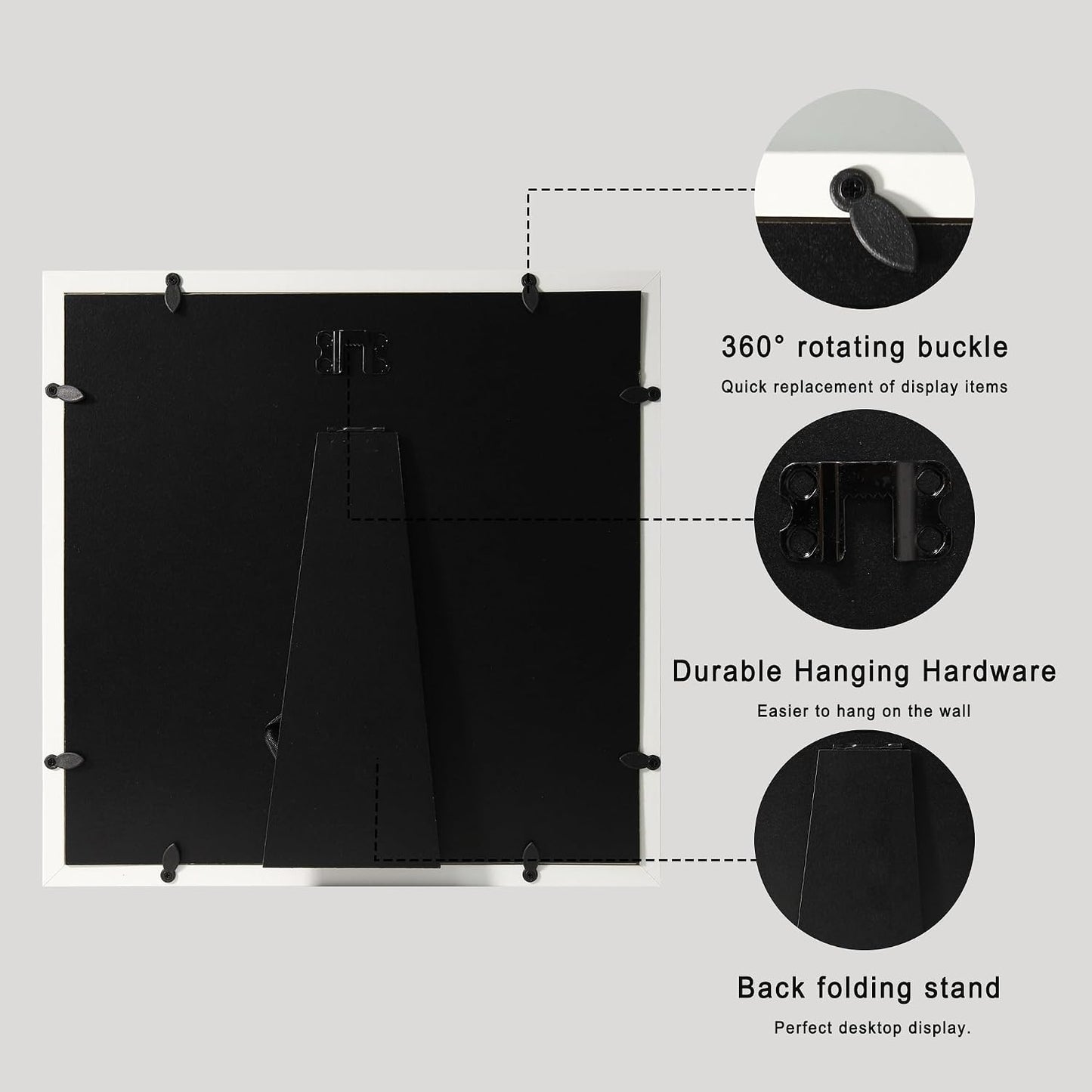 11x11 Shadow Box Display Case with Tempered Glass, White Wooden Large Memory Shadow Box Frame with Soft Linen Back for
