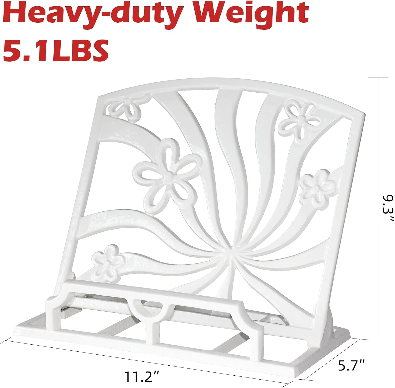 Elegant Cookbook Stand Cast Iron, Kitchen Decorative Metal Recipe Book Holder for Bible, Prayer Book Stand, Magazine