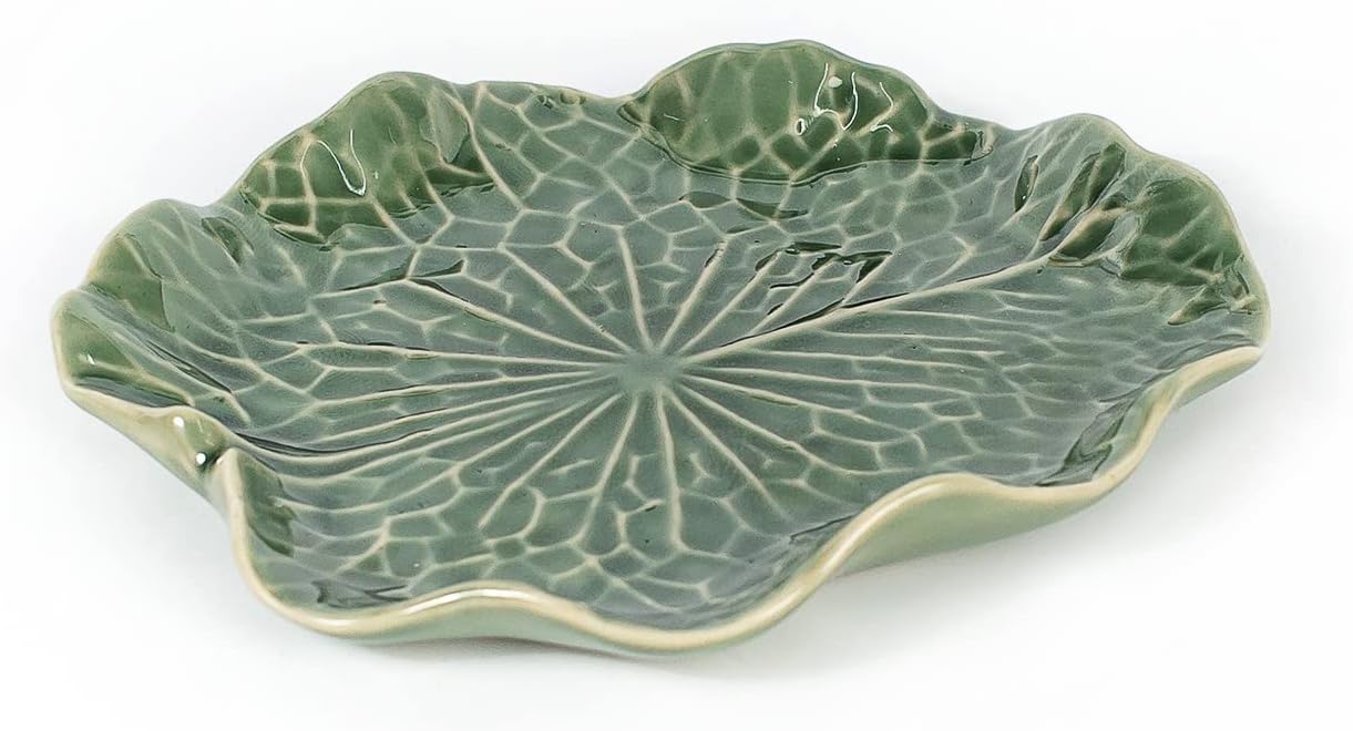 Handmade Ceramic Porcelain Decorative Plate Dish Catchall Miniature / Lotus Leaf Gn 4 / Green