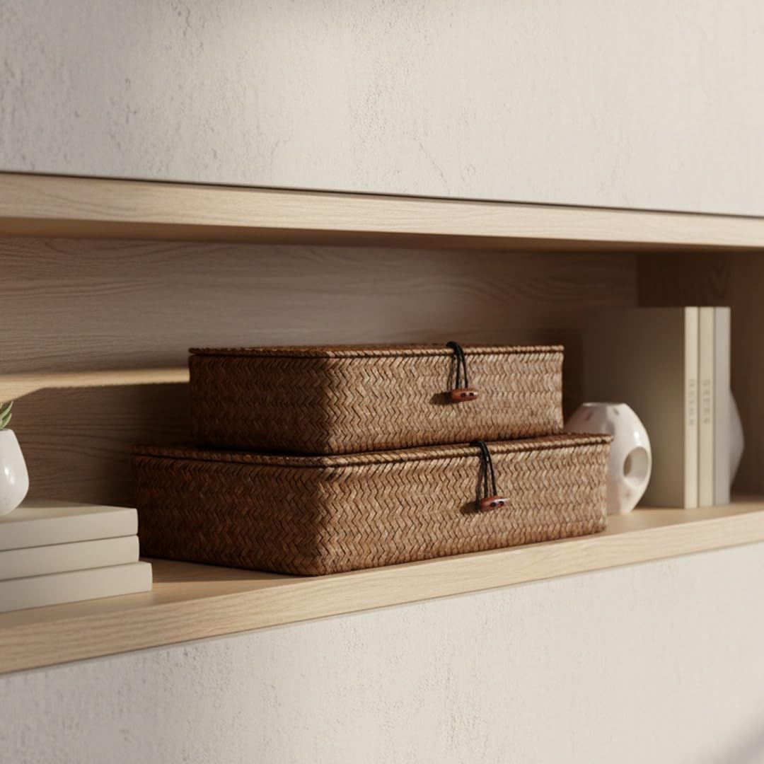 Flat Wicker Basket / Coffee