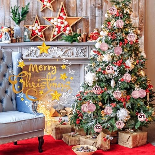 JULMELON 24PCS Pink Christmas Ball Ornaments, 60mm Shatterproof Tree Decor