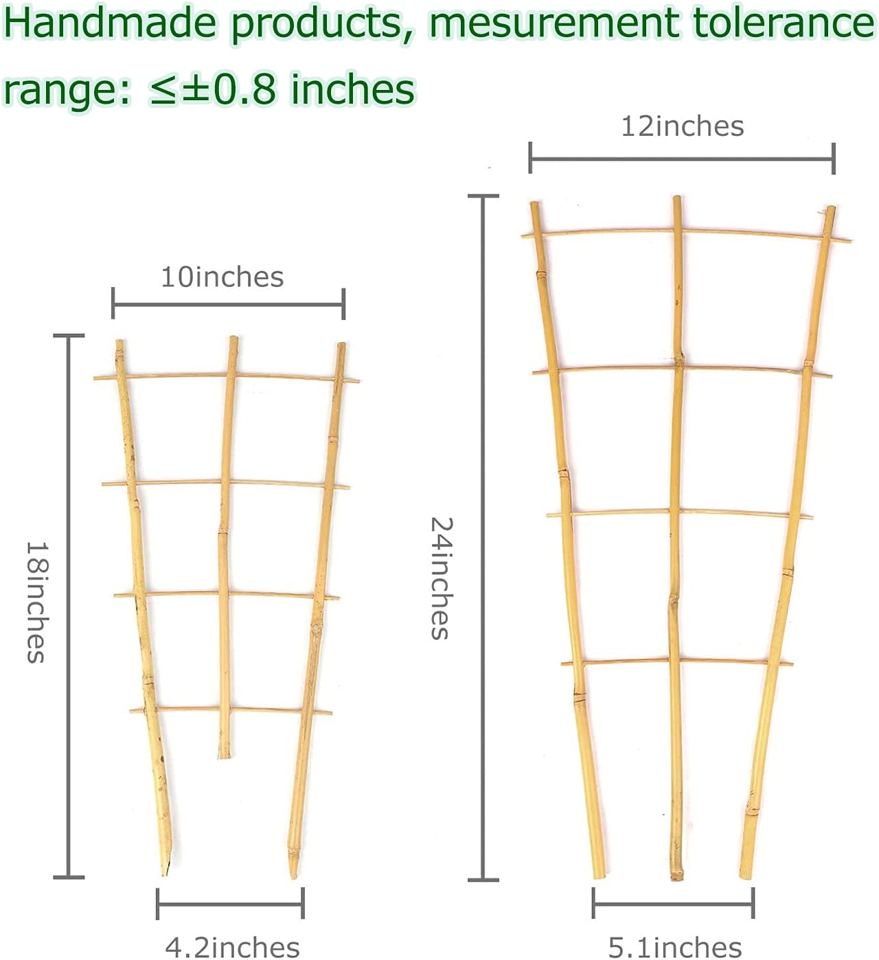 Cambaverd Bamboo Trellis, 24in Fan-Shaped Trellis for Potted Plants 3 Pack | Natural Small Plant Trellis for Climbing