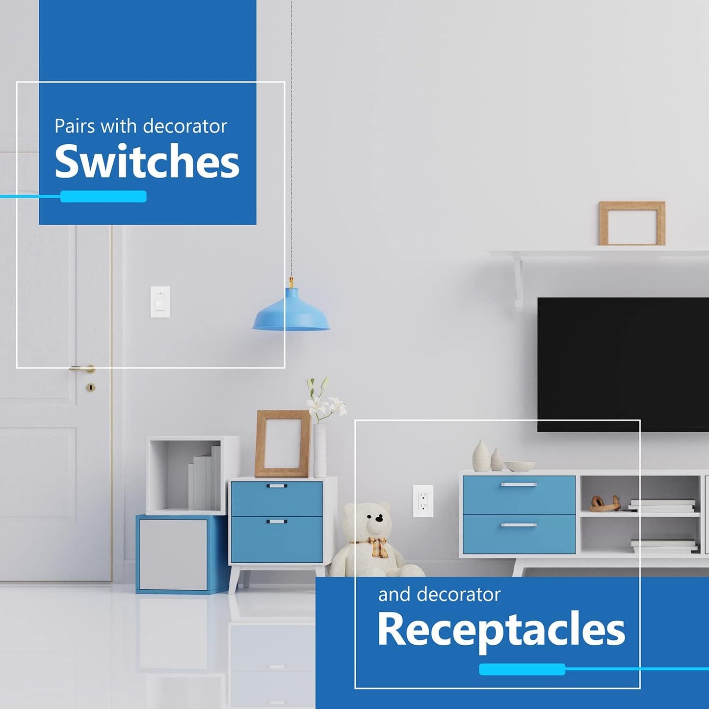 LIDER Decorator Switch Cover, Screwless Wall Plate, Matte White, 10-Pack | Mid-Size 1-Gang 4.88" x 3.11, Polycarbonate