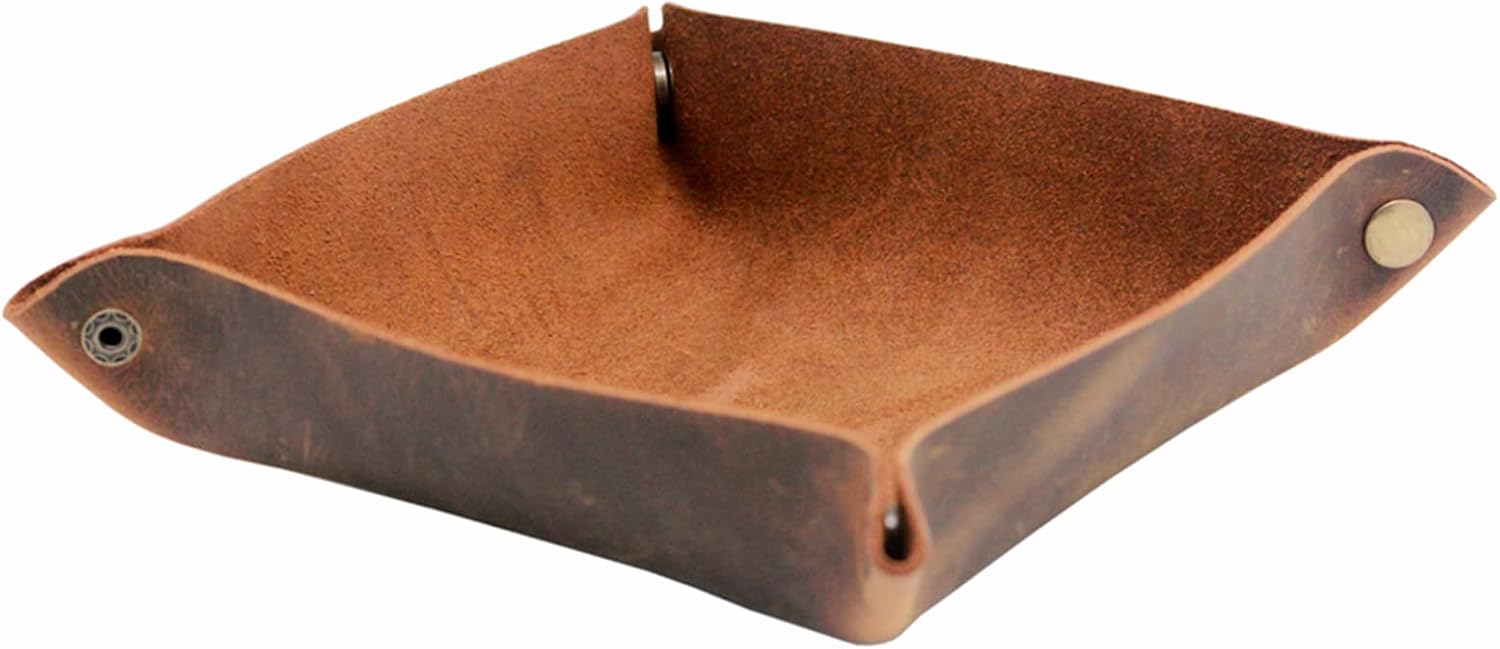 Valet Tray for Men / Crazy Horse Leather - Dark Brown