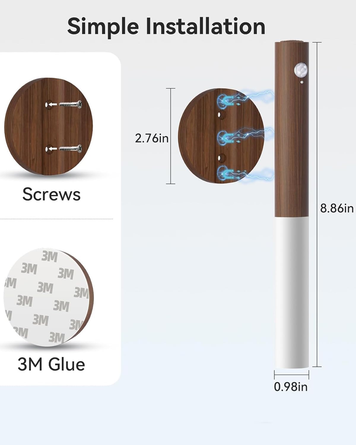 Battery-Operated Wall Sconce Wall Lights: 2200mAh Rechargeable Motion Sensor Magnetic Wireless Stairway Lights Portable