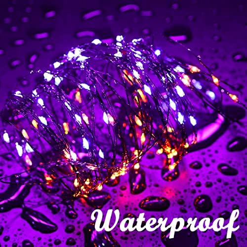 Lomotech Orange Purple Halloween Solar Lights, 2 Pack Total 66ft 200 LED