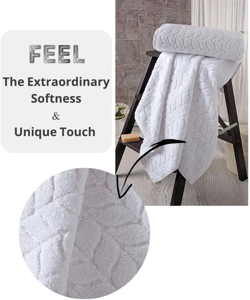 BAGNO MILANO Turkish Cotton Bath Towels, Hand Towels - Soft Plush Jacquard Collection - Highly Absorbent Towel Set