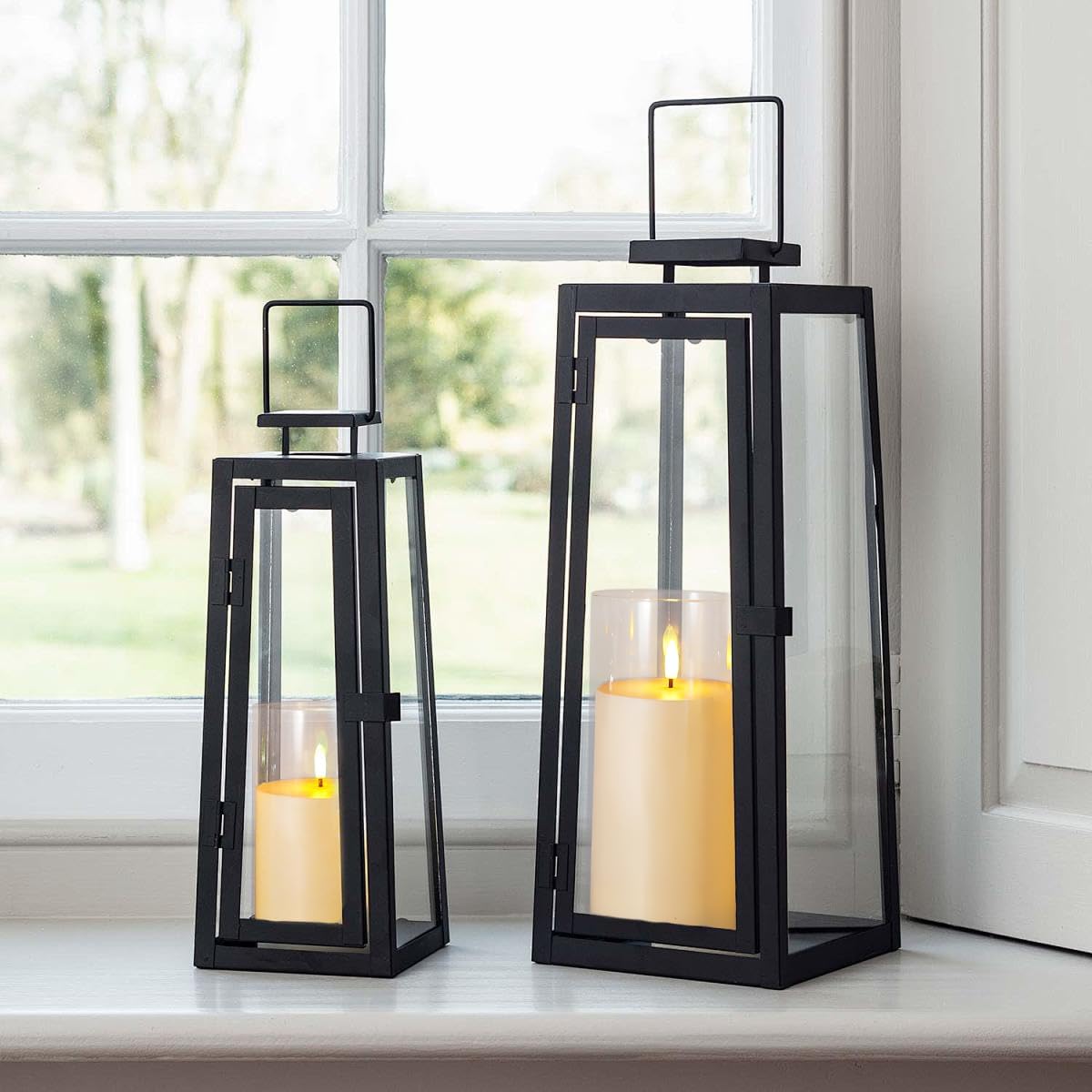 Niceme 9” x 4” Large Waterproof Outdoor Flameless Candles with Remote Control Timer, Flickering LED Pillar Candles