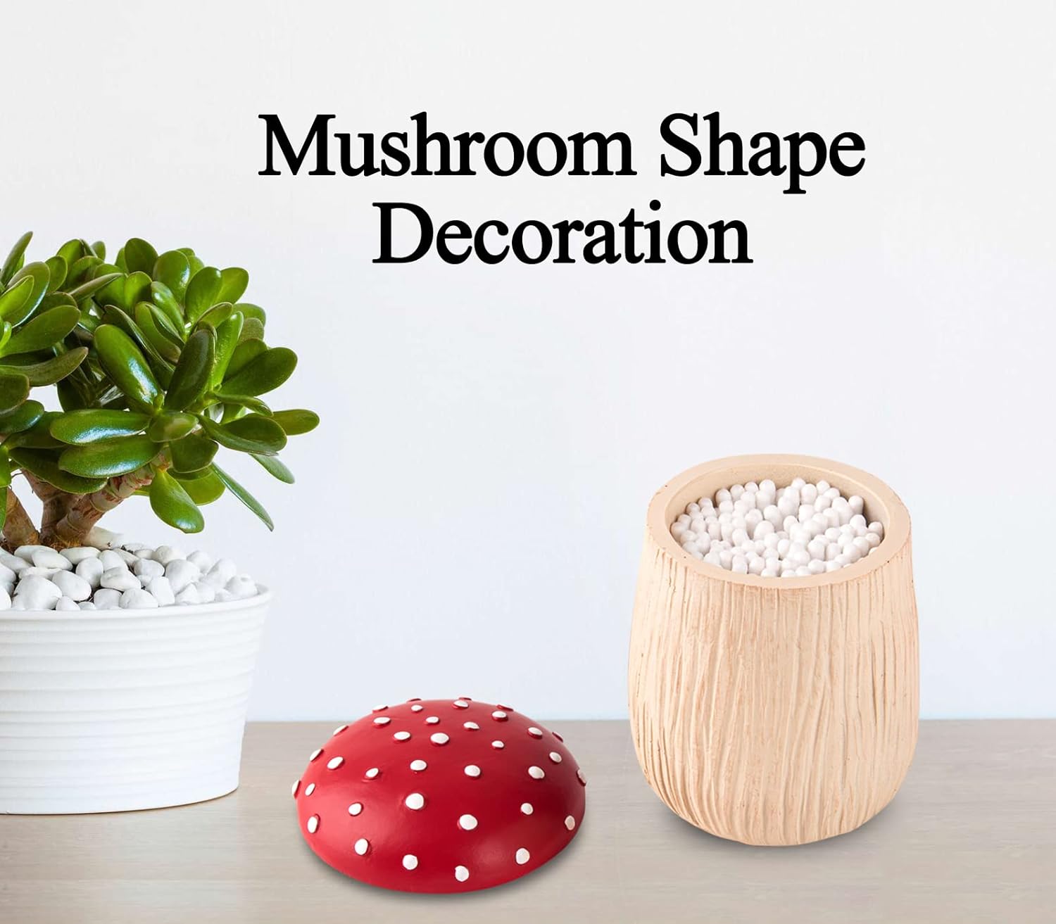 Qtip Holder Mushroom Cotton Ball Holder Cotton Swab Holder Qtip Dispenser Bathroom Cotton / Set of 2