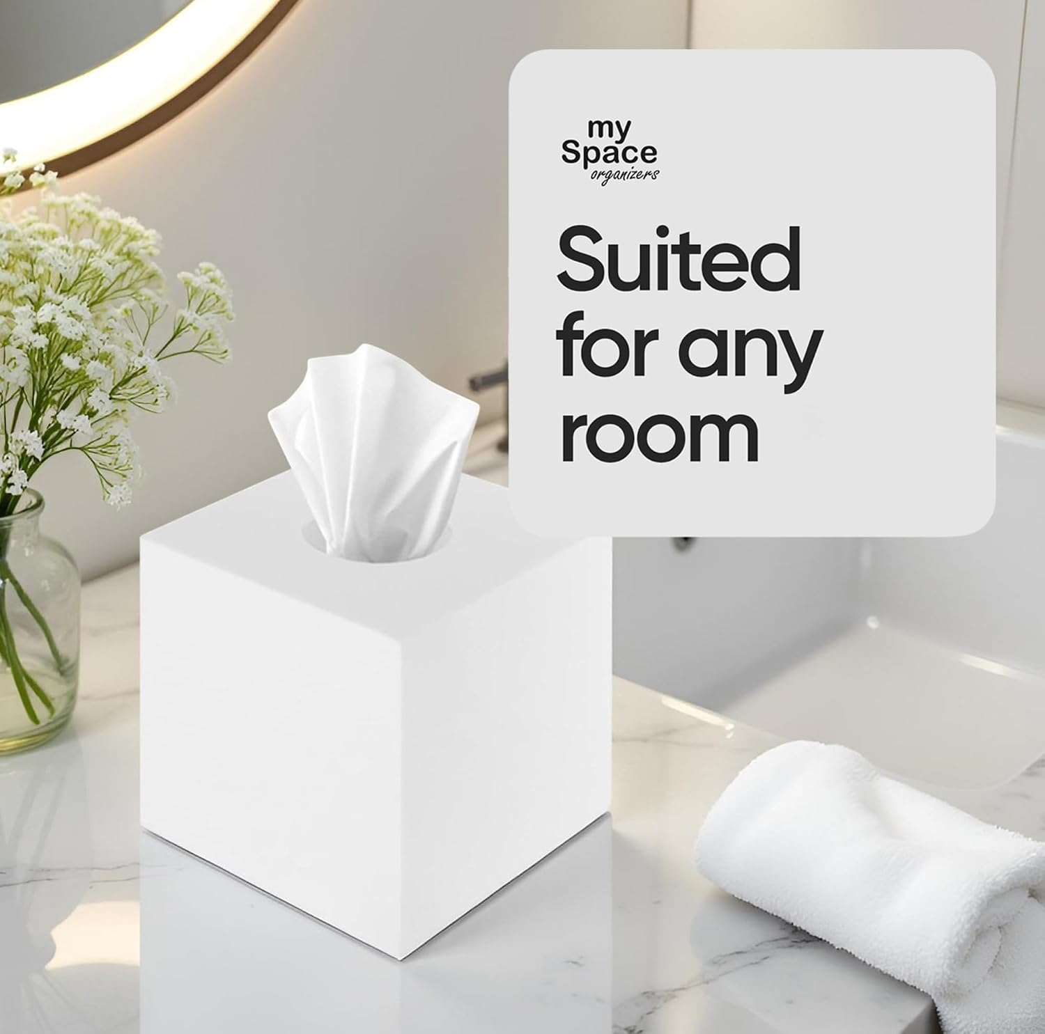 Acrylic Tissue Cover / White / Square
