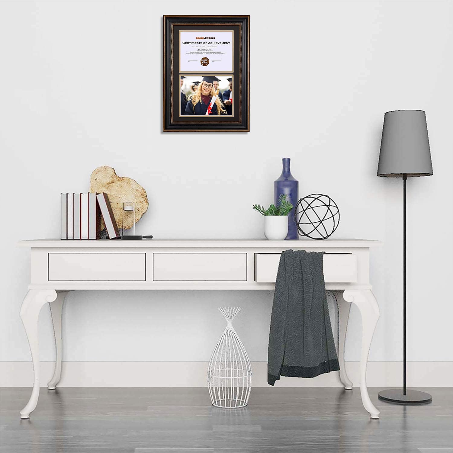 14x20 Double Diploma Frame Holds Two 8.5x11,2-Certificate/Degree Frame | Includes real glass,build-in hangers,black