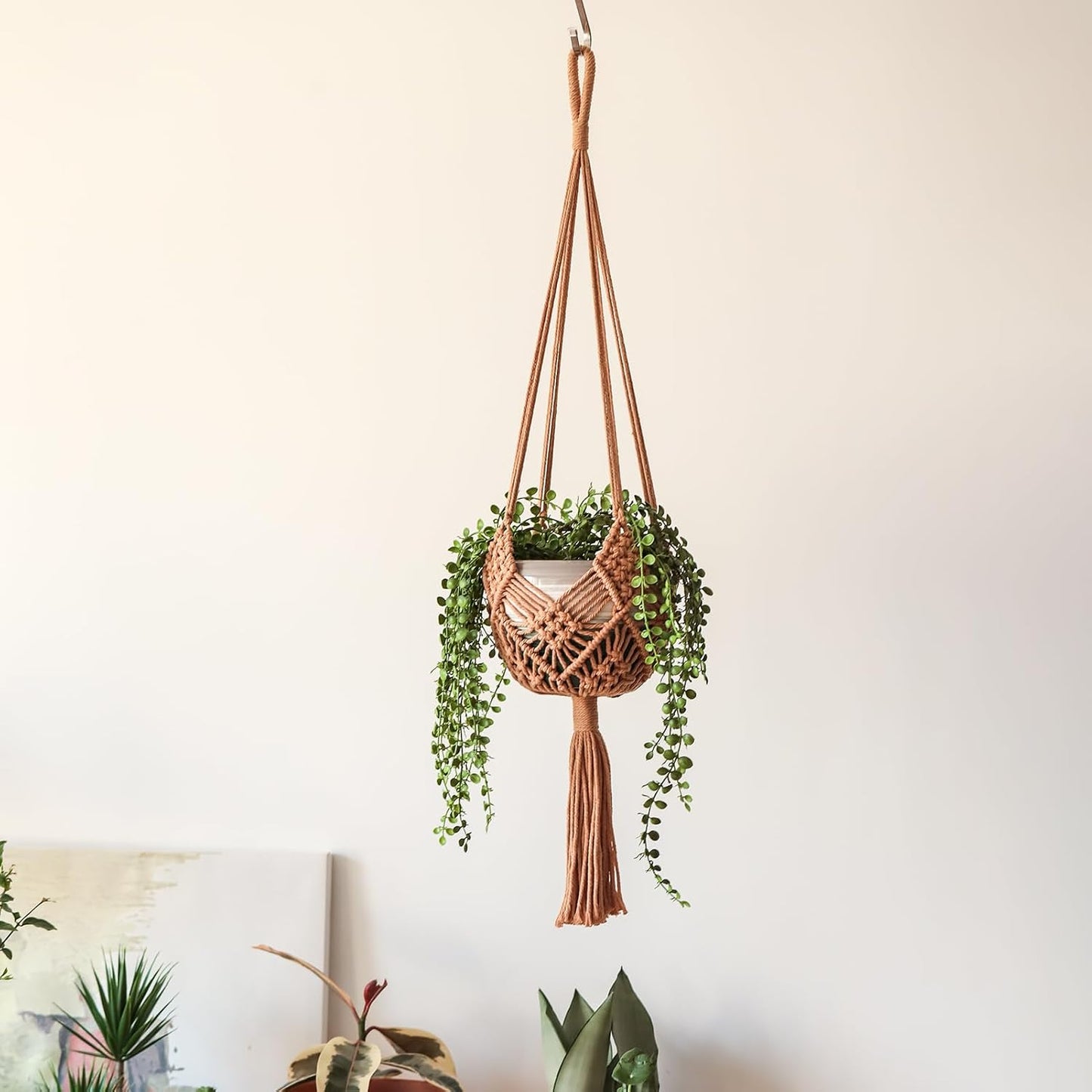 4Packs Macrame Plant Hangers Indoor Macrame for up to Pot Crochet Boho Plant / 4colors / 8 Inch
