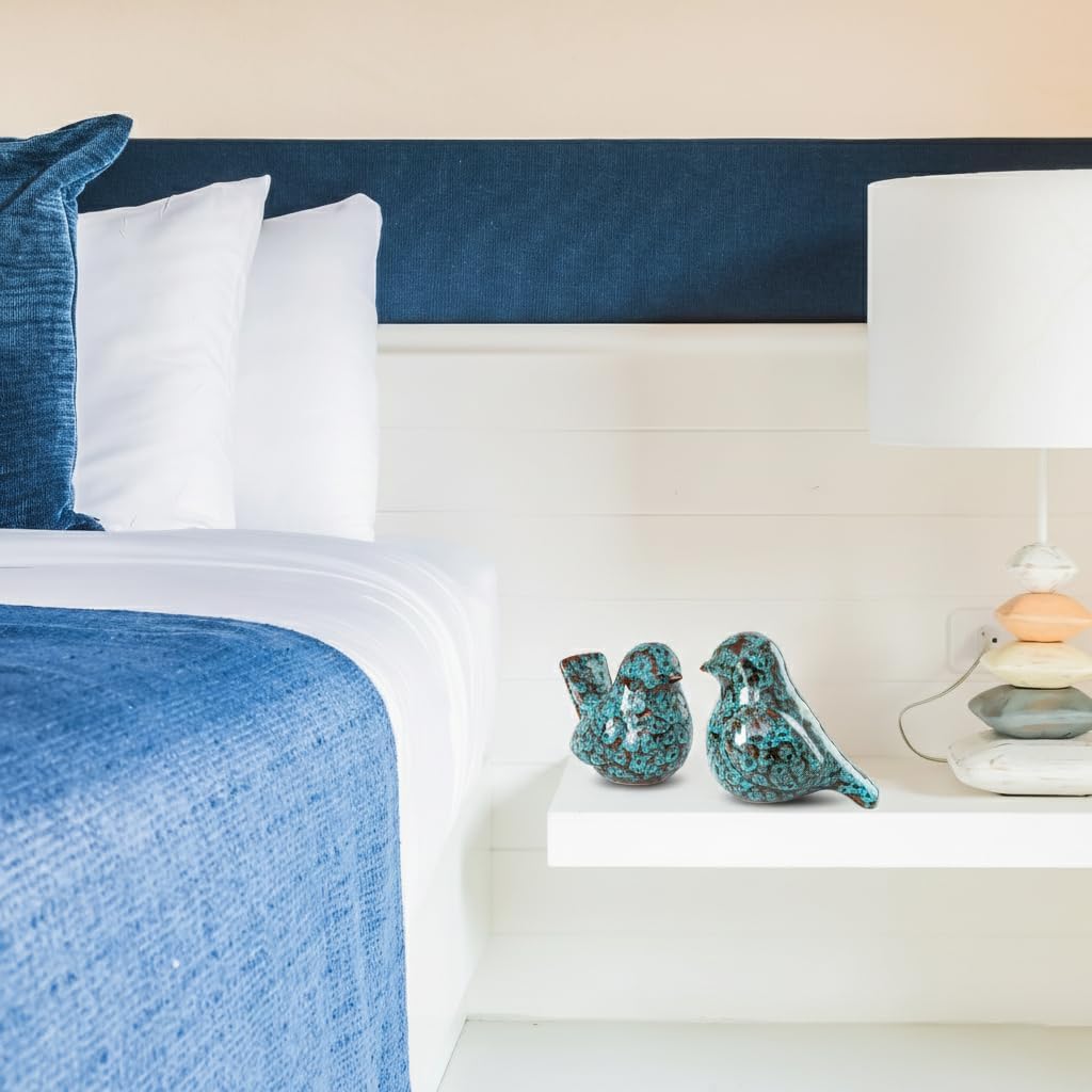 Modern Bird Figurines Decor / Blue