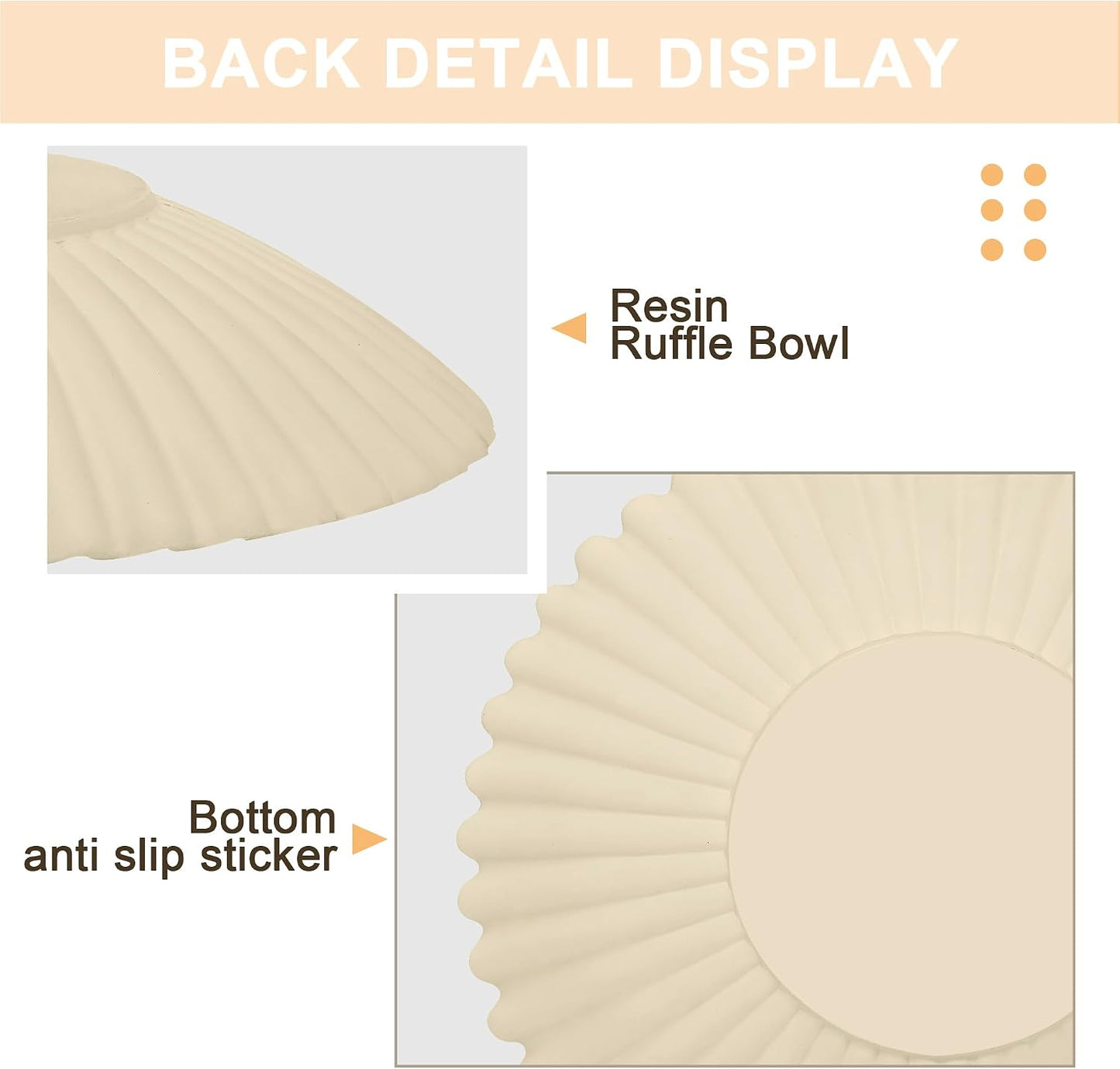 Handmade Resin Scalloped Ruffle / Brown / 8.65 Inch