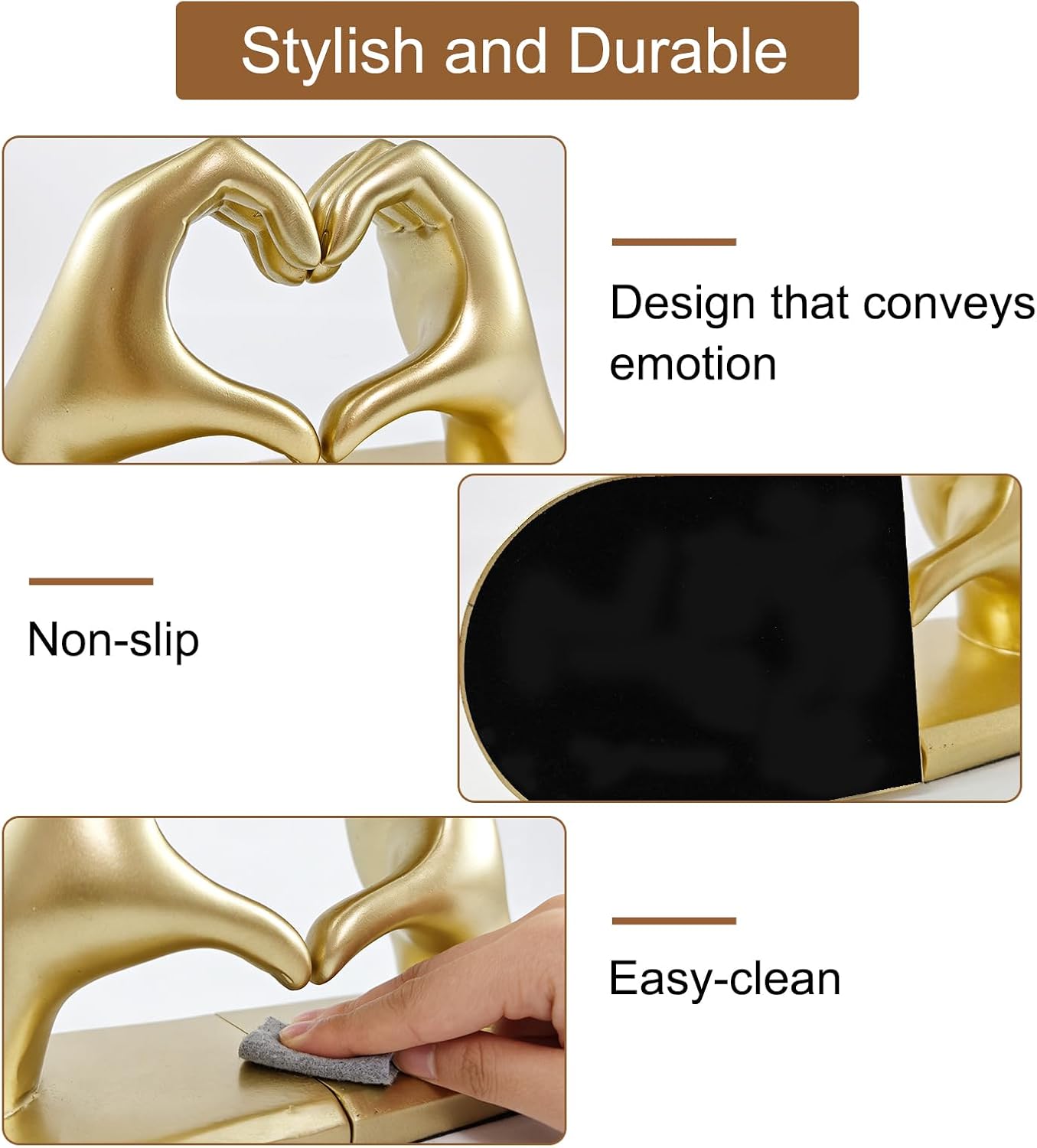 Bookends / Non-Skid Bookend / Medium / Golden / Gold