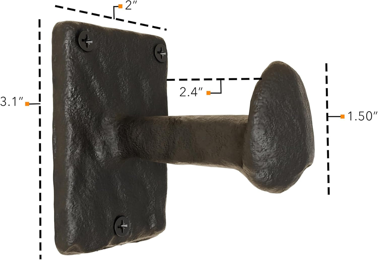 Motris Wall Mount Cast Iron Hooks Coat Towel Bag Hat Hanger Multiuse Entryway Railroad Spike / Black