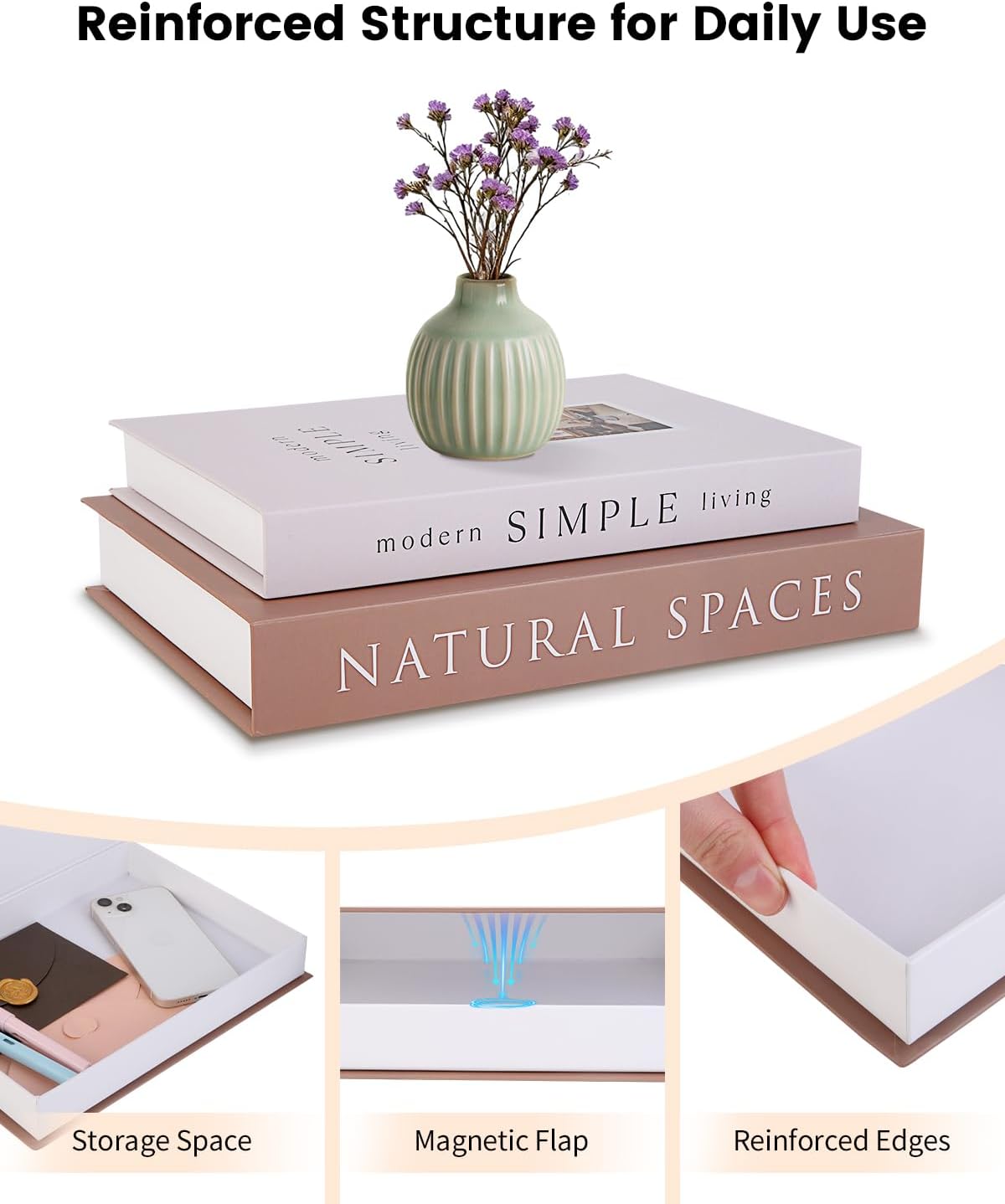 Faux Book Box / Neutral Tones / Set of 2