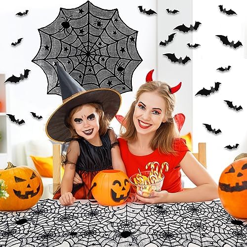 5Pack Halloween Spiderweb Tablecloth Runner Fireplace Scarf Lampshade Bats