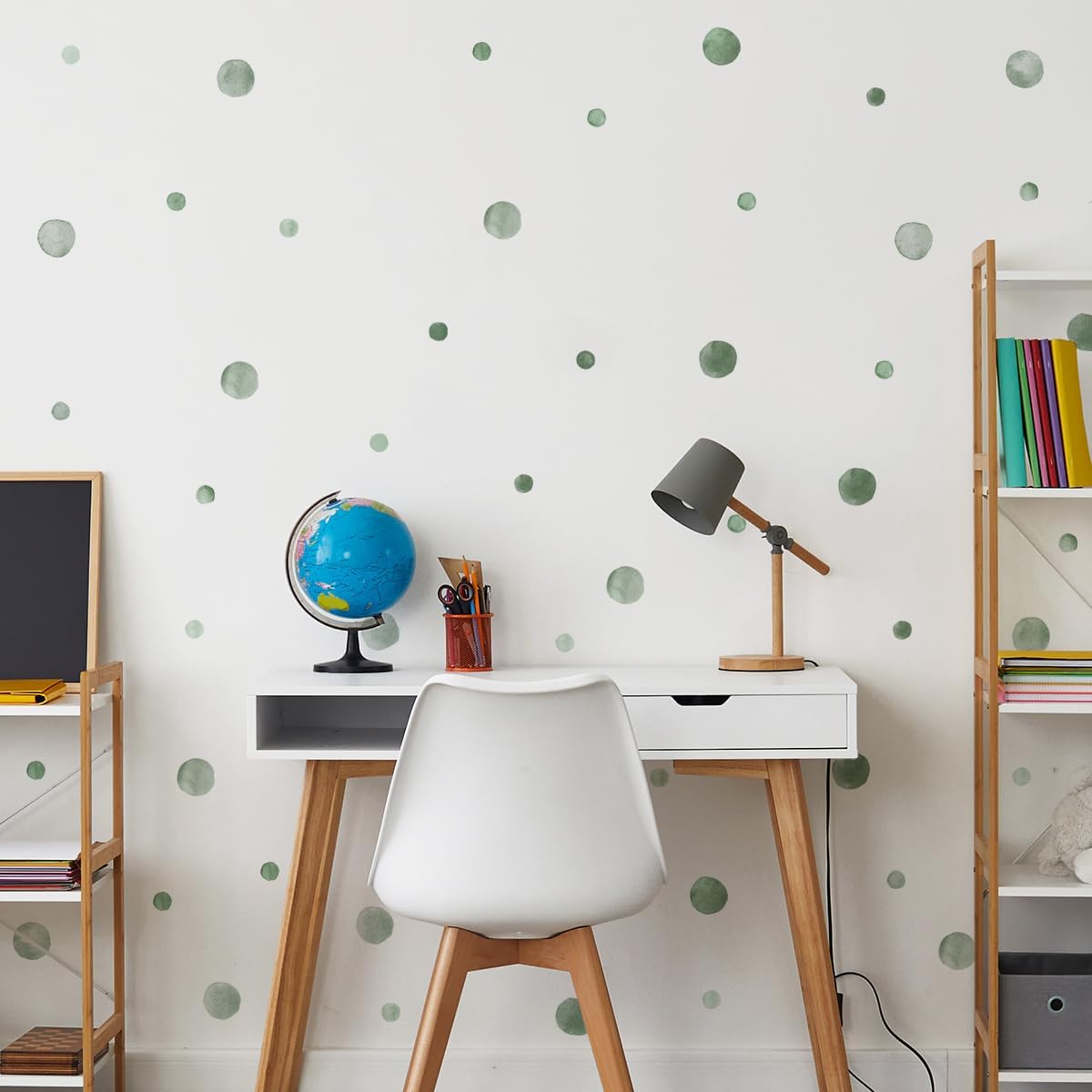 Boho Rainbow Dots Wall Stickers / Green Watercolour Polka Dot Wall Stickers / Set of 330