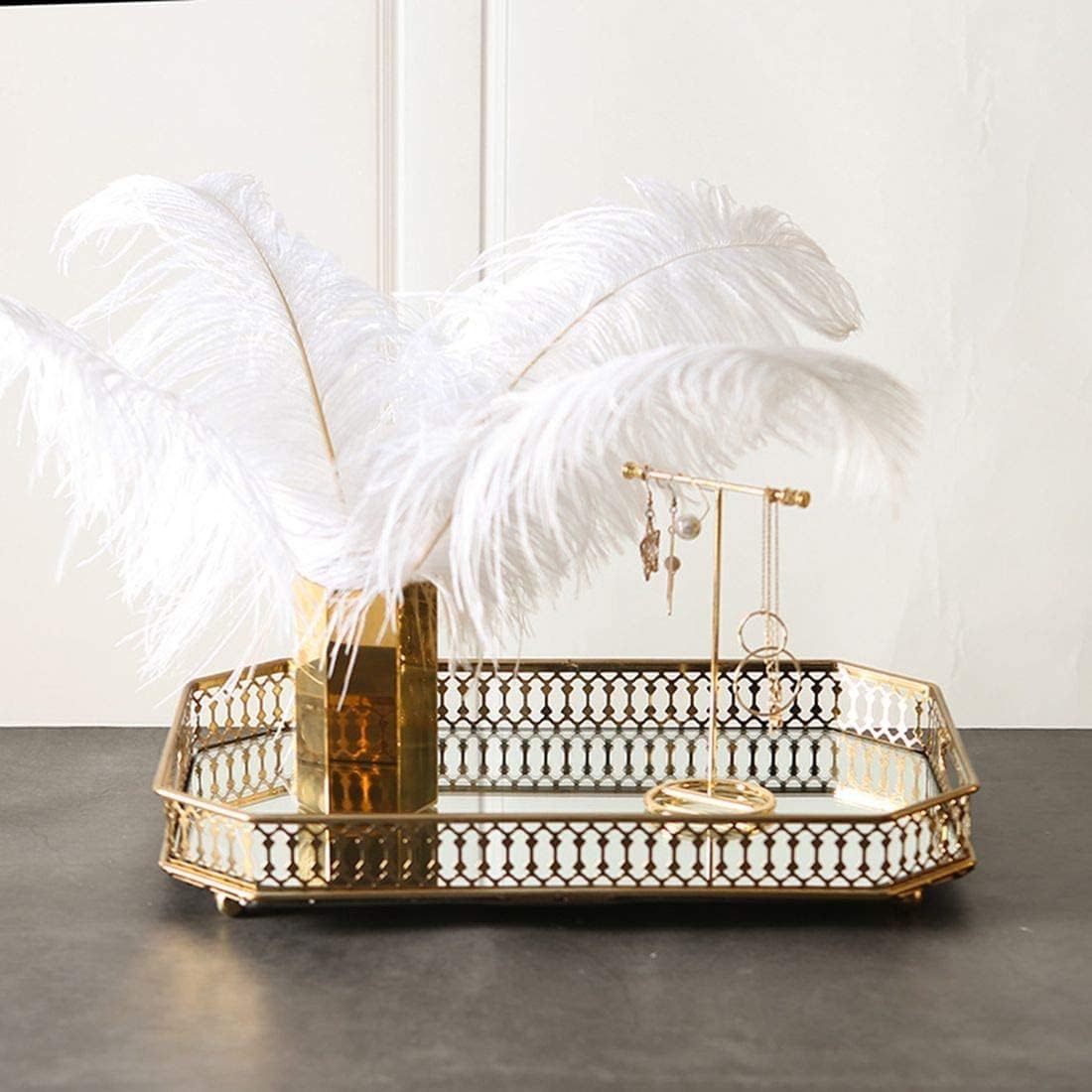 Vintage Gold Mirrored Vanity Tray / Dark Gold
