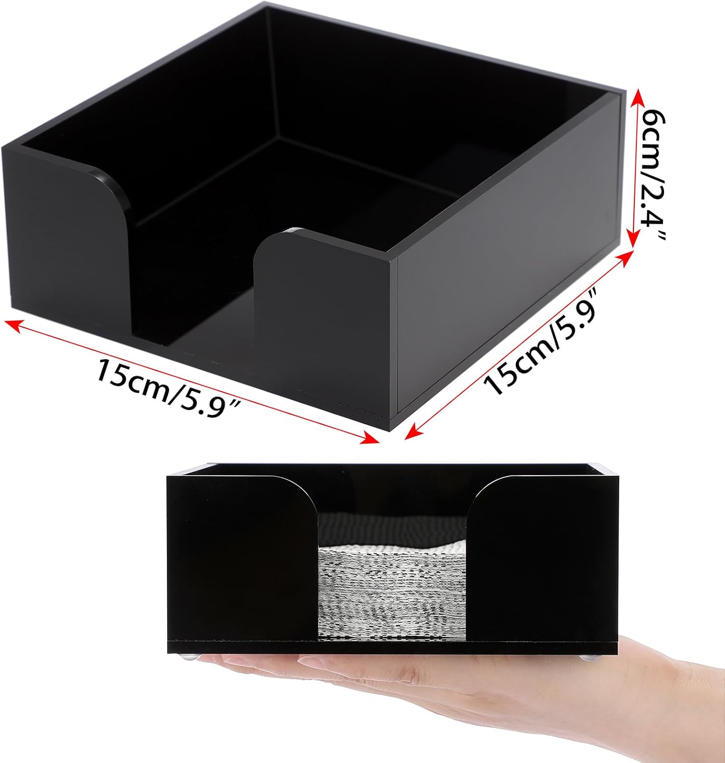 Square Acrylic Napkin Holder / Cocktail / Black