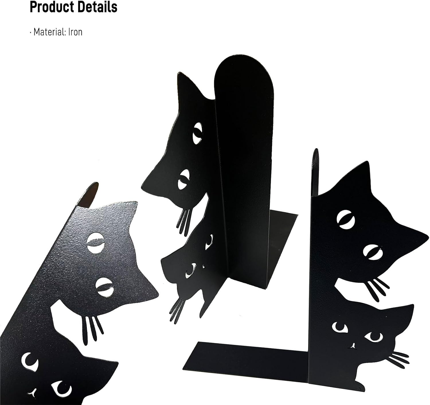 Metal Cat Bookends Small Heavy Duty Decorative Bookends