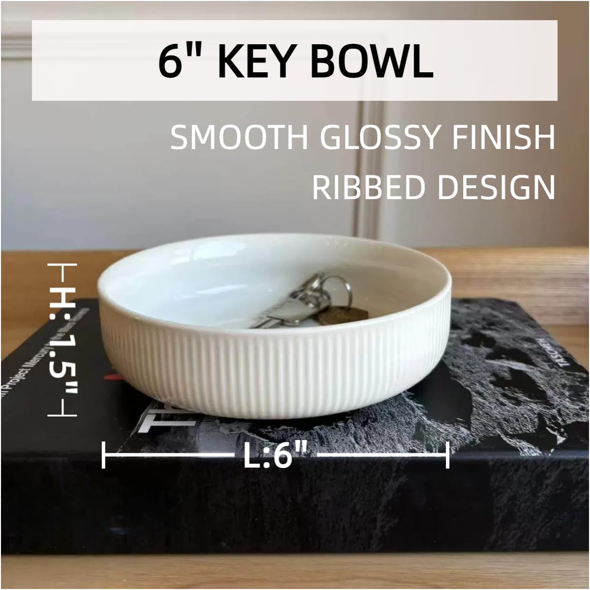 6'' Key Bowl / White with Glossy Finish
