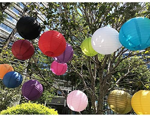 BEISHIDA Red Blue White Paper Lanterns 4/6/8/10/12 Inch Round Chinese Lamp