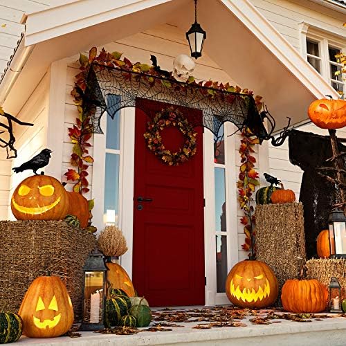 Blulu 2 Pieces Halloween Decoration Spiderweb Fireplace Mantle Scarf Cover