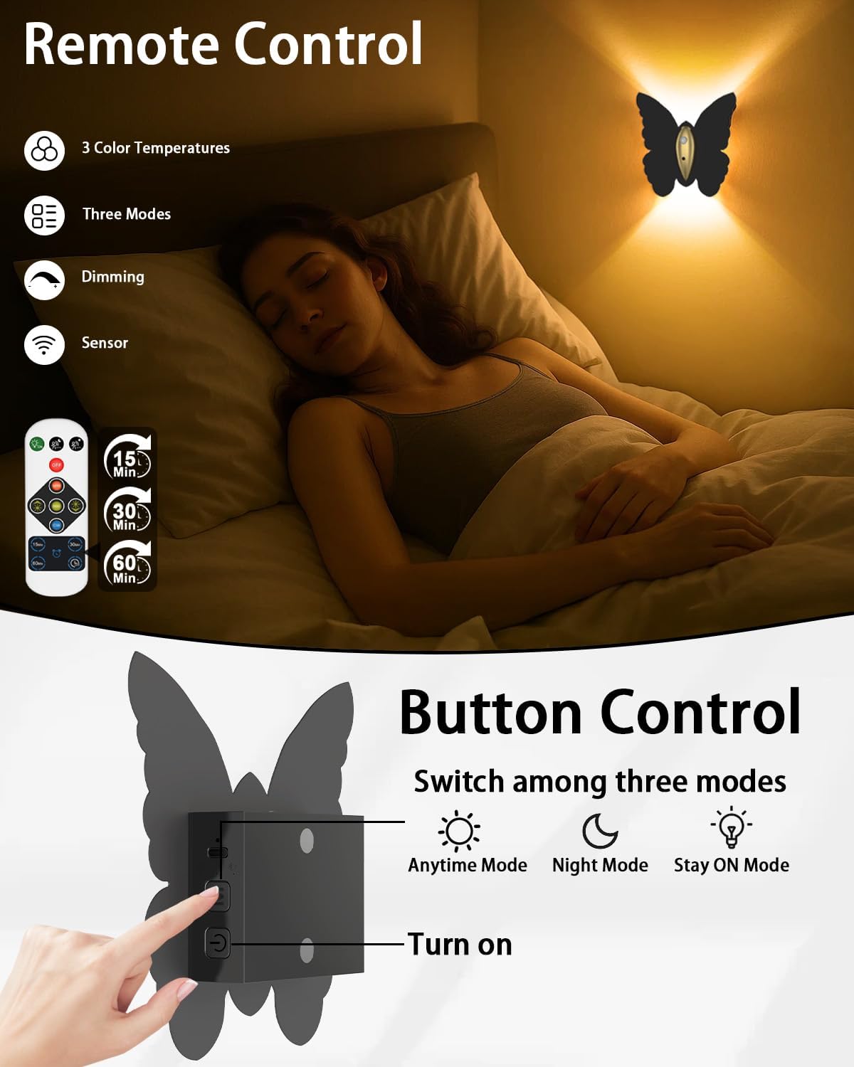 Eneru Motion Sensor Wall Sconce, Rechargeable Wall Light Wireless Indoor | 5000mAh Battery Operated Wall Sconce, Motion