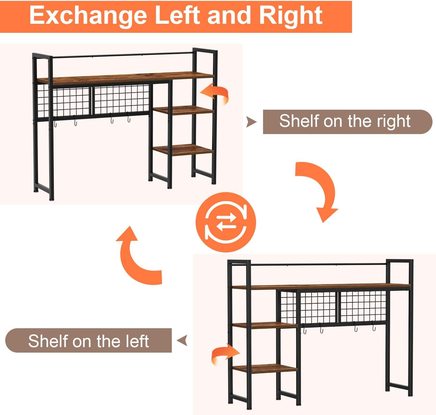 Snughome Desk Shelf, 38.6" Desktop Organizer Shelf, Desk Hutch for Computer Monitor, 4 Tier Desk Display Rack with