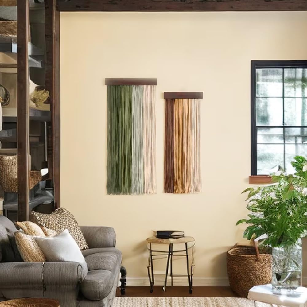 Nordic Home Wall Decor Hand Woven Bohemian Wooden Board Tassel Wall Hanging Wall Decoration Tapestry