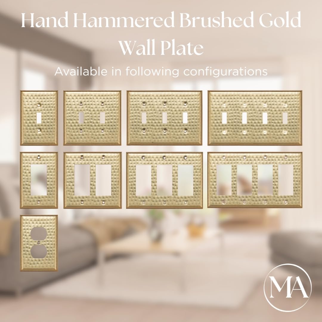 Monarch Abode Duplex Outlet Cover Plate – 1-Gang Brushed Gold Plug Wall Plates, Electrical Outlet Cover Plates