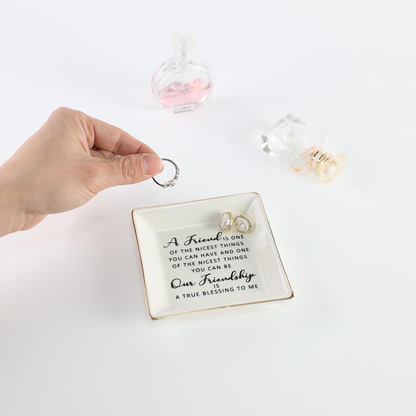 Friendship Quotes-Ceramic Jewelry Tray -A Friend is One of The / Frienship
